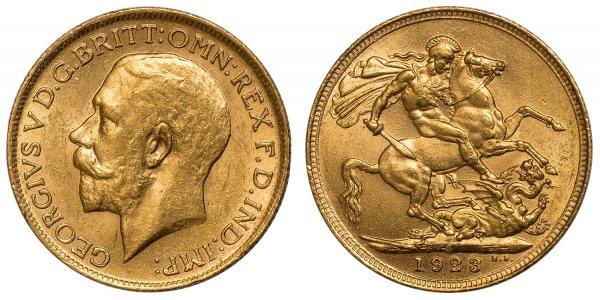 1 Sovereign 大不列颠及爱尔兰联合王国 (1801 - 1922) 金 乔治五世  (1865-1936)