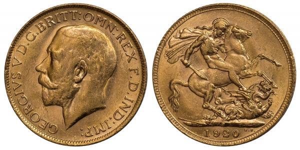 1 Sovereign 大不列颠及爱尔兰联合王国 (1801 - 1922) 金 乔治五世  (1865-1936)