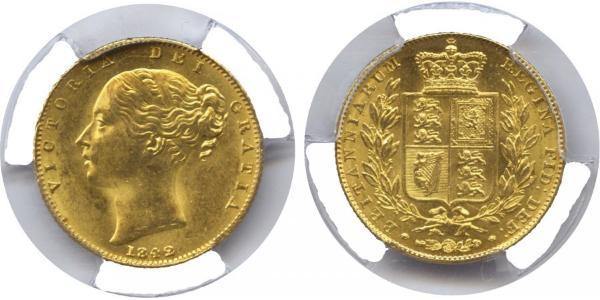 1 Sovereign 大不列颠及爱尔兰联合王国 (1801 - 1922) 金 维多利亚 (英国君主)