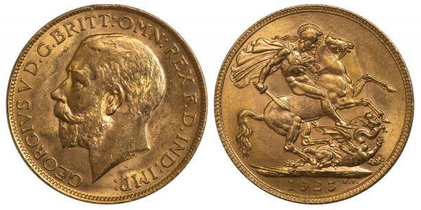 1 Sovereign 大不列颠及爱尔兰联合王国 (1801 - 1922) 金 乔治五世  (1865-1936)