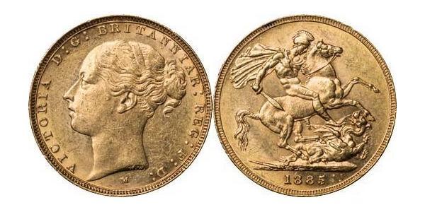 1 Sovereign 大不列颠及爱尔兰联合王国 (1801 - 1922) 金 维多利亚 (英国君主)