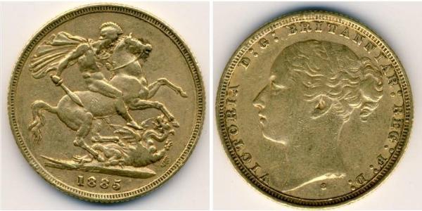 1 Sovereign 大不列颠及爱尔兰联合王国 (1801 - 1922) 金 维多利亚 (英国君主)