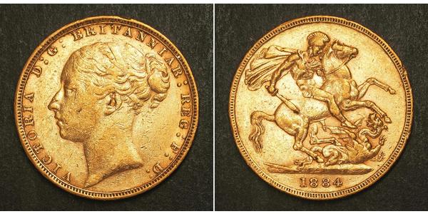 1 Sovereign 大不列颠及爱尔兰联合王国 (1801 - 1922) 金 维多利亚 (英国君主)