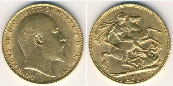 1 Sovereign 大不列颠及爱尔兰联合王国 (1801 - 1922) 金 爱德华七世 (1841-1910)
