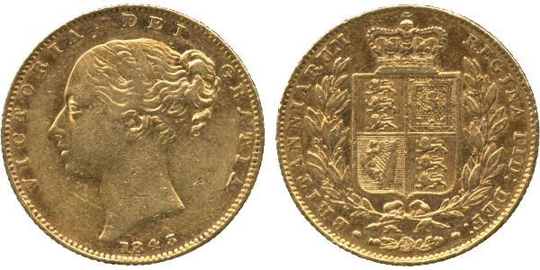 1 Sovereign 大不列颠及爱尔兰联合王国 (1801 - 1922) 金 维多利亚 (英国君主)