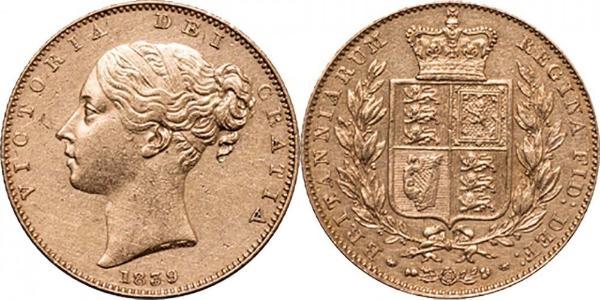 1 Sovereign 大不列颠及爱尔兰联合王国 (1801 - 1922) 金 维多利亚 (英国君主)