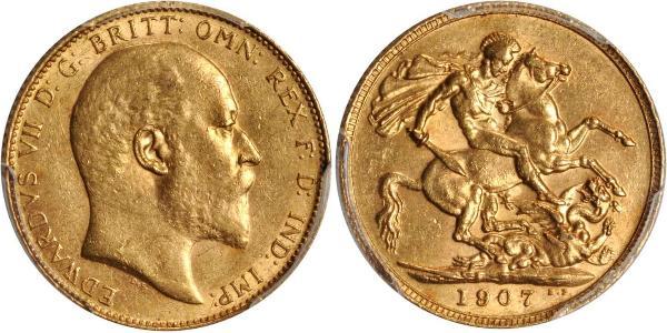 1 Sovereign 大不列颠及爱尔兰联合王国 (1801 - 1922) 金 爱德华七世 (1841-1910)