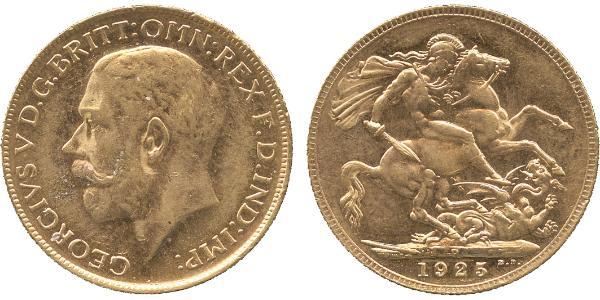 1 Sovereign 大不列颠及爱尔兰联合王国 (1801 - 1922) 金 乔治五世  (1865-1936)