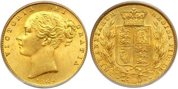 1 Sovereign 大不列颠及爱尔兰联合王国 (1801 - 1922) 金 维多利亚 (英国君主)
