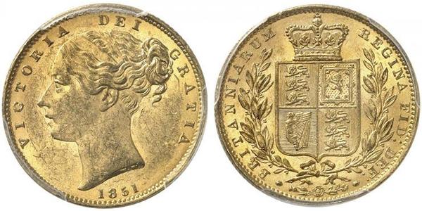 1 Sovereign 大不列颠及爱尔兰联合王国 (1801 - 1922) 金 维多利亚 (英国君主)