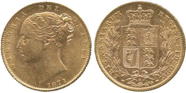 1 Sovereign 大不列颠及爱尔兰联合王国 (1801 - 1922) 金 维多利亚 (英国君主)