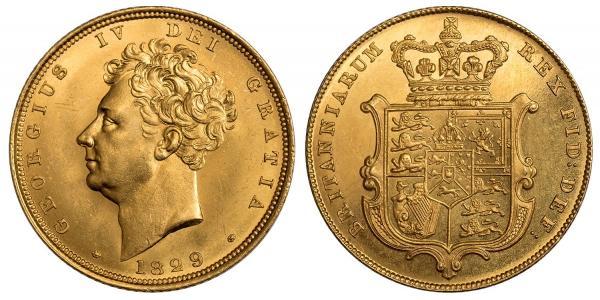 1 Sovereign 大不列颠及爱尔兰联合王国 (1801 - 1922) 金 喬治四世 (1762-1830)