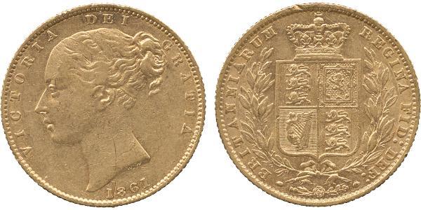 1 Sovereign 大不列颠及爱尔兰联合王国 (1801 - 1922) 金 维多利亚 (英国君主)