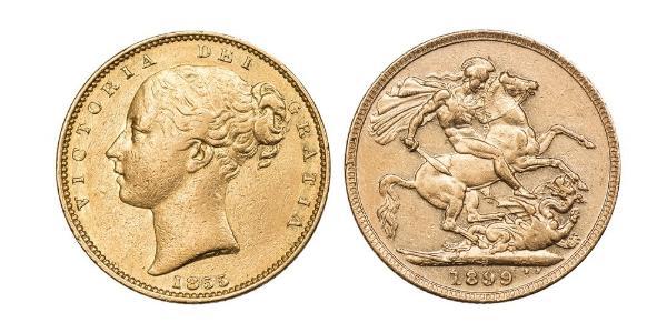 1 Sovereign 大不列颠及爱尔兰联合王国 (1801 - 1922) 金 维多利亚 (英国君主)