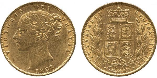 1 Sovereign 大不列颠及爱尔兰联合王国 (1801 - 1922) 金 维多利亚 (英国君主)
