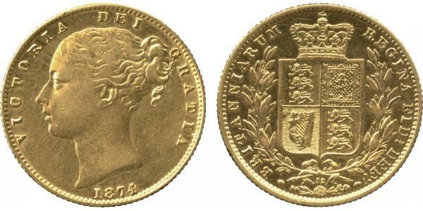1 Sovereign 大不列颠及爱尔兰联合王国 (1801 - 1922) 金 维多利亚 (英国君主)