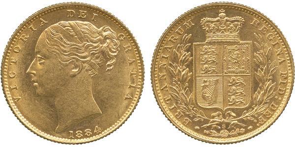 1 Sovereign 大不列颠及爱尔兰联合王国 (1801 - 1922) 金 维多利亚 (英国君主)
