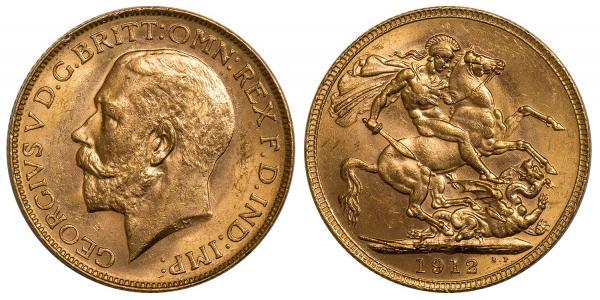 1 Sovereign 大不列颠及爱尔兰联合王国 (1801 - 1922) 金 乔治五世  (1865-1936)