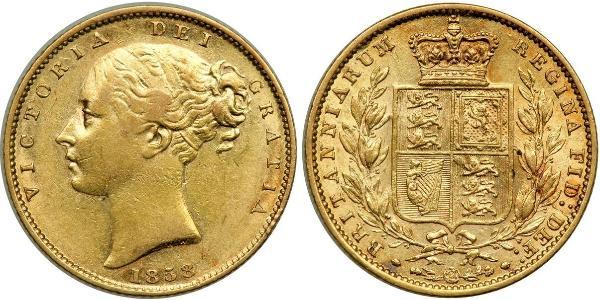 1 Sovereign 大不列颠及爱尔兰联合王国 (1801 - 1922) 金 维多利亚 (英国君主)