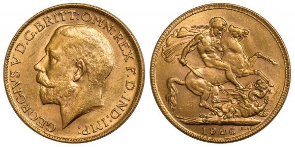 1 Sovereign 大不列颠及爱尔兰联合王国 (1801 - 1922) 金 乔治五世  (1865-1936)