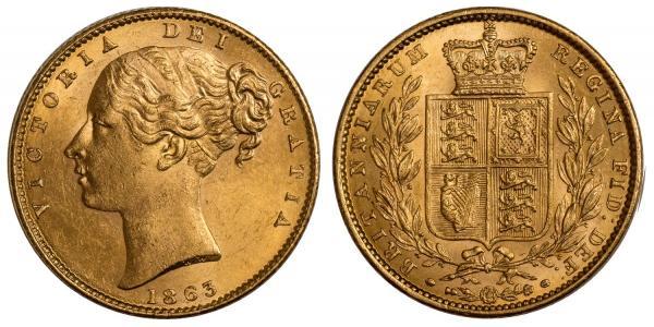 1 Sovereign 大不列颠及爱尔兰联合王国 (1801 - 1922) 金 维多利亚 (英国君主)