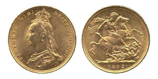 1 Sovereign 大不列颠及爱尔兰联合王国 (1801 - 1922) 金 维多利亚 (英国君主)