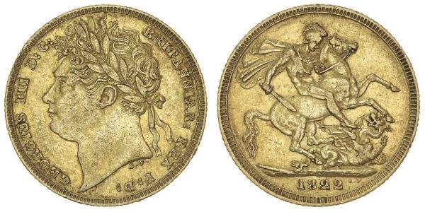 1 Sovereign 大不列颠及爱尔兰联合王国 (1801 - 1922) 金 喬治四世 (1762-1830)