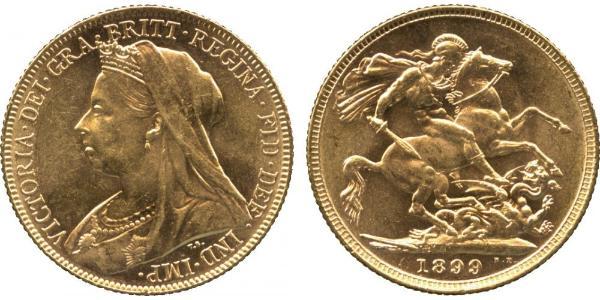1 Sovereign 大不列颠及爱尔兰联合王国 (1801 - 1922) 金 维多利亚 (英国君主)