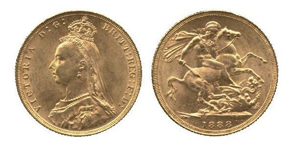 1 Sovereign 大不列颠及爱尔兰联合王国 (1801 - 1922) 金 维多利亚 (英国君主)