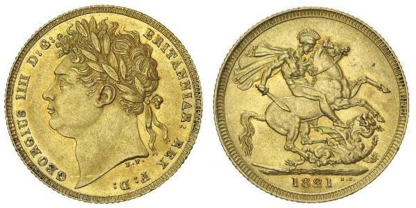 1 Sovereign 大不列颠及爱尔兰联合王国 (1801 - 1922) 金 喬治四世 (1762-1830)
