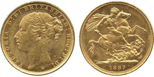 1 Sovereign 大不列颠及爱尔兰联合王国 (1801 - 1922) 金 维多利亚 (英国君主)
