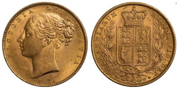 1 Sovereign 大不列颠及爱尔兰联合王国 (1801 - 1922) 金 维多利亚 (英国君主)