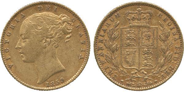 1 Sovereign 大不列颠及爱尔兰联合王国 (1801 - 1922) 金 维多利亚 (英国君主)