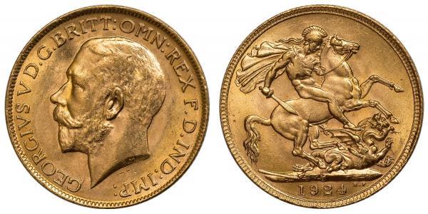 1 Sovereign 大不列颠及爱尔兰联合王国 (1801 - 1922) 金 乔治五世  (1865-1936)