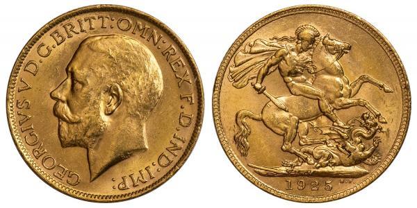 1 Sovereign 大不列颠及爱尔兰联合王国 (1801 - 1922) 金 乔治五世  (1865-1936)