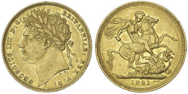 1 Sovereign 大不列颠及爱尔兰联合王国 (1801 - 1922) 金 喬治四世 (1762-1830)
