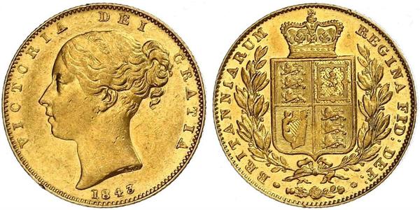 1 Sovereign 大不列颠及爱尔兰联合王国 (1801 - 1922) 金 维多利亚 (英国君主)