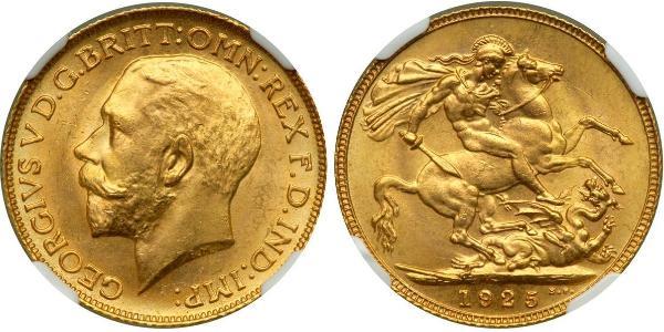 1 Sovereign 大不列颠及爱尔兰联合王国 (1801 - 1922) 金 乔治五世  (1865-1936)