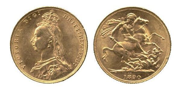 1 Sovereign 大不列颠及爱尔兰联合王国 (1801 - 1922) 金 维多利亚 (英国君主)