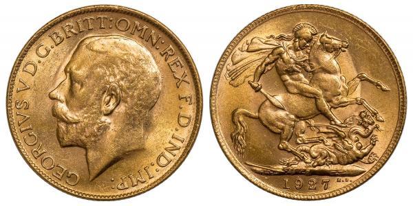 1 Sovereign 大不列颠及爱尔兰联合王国 (1801 - 1922) 金 乔治五世  (1865-1936)