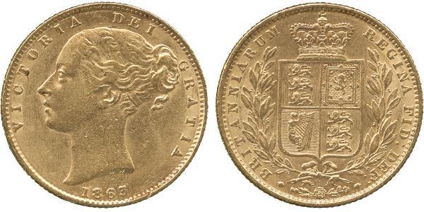 1 Sovereign 大不列颠及爱尔兰联合王国 (1801 - 1922) 金 维多利亚 (英国君主)