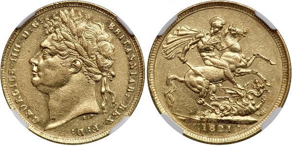 1 Sovereign 大不列颠及爱尔兰联合王国 (1801 - 1922) 金 喬治四世 (1762-1830)