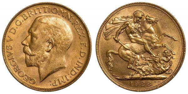 1 Sovereign 大不列颠及爱尔兰联合王国 (1801 - 1922) 金 乔治五世  (1865-1936)