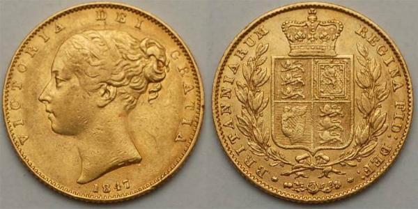 1 Sovereign 大不列颠及爱尔兰联合王国 (1801 - 1922) 金 维多利亚 (英国君主)