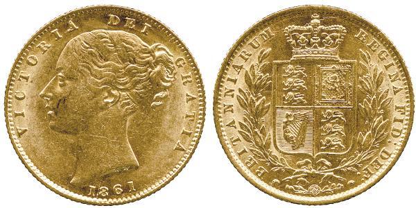 1 Sovereign 大不列颠及爱尔兰联合王国 (1801 - 1922) 金 维多利亚 (英国君主)