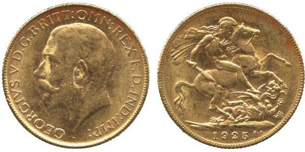 1 Sovereign 大不列颠及爱尔兰联合王国 (1801 - 1922) 金 乔治五世  (1865-1936)