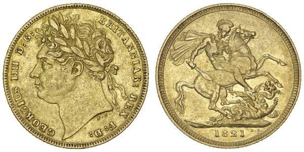 1 Sovereign 大不列颠及爱尔兰联合王国 (1801 - 1922) 金 喬治四世 (1762-1830)