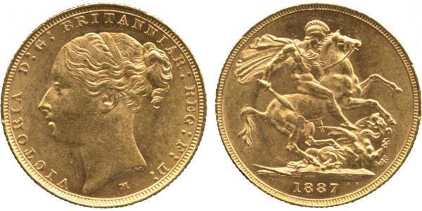 1 Sovereign 大不列颠及爱尔兰联合王国 (1801 - 1922) 金 维多利亚 (英国君主)