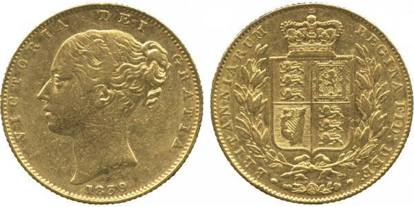 1 Sovereign 大不列颠及爱尔兰联合王国 (1801 - 1922) 金 维多利亚 (英国君主)