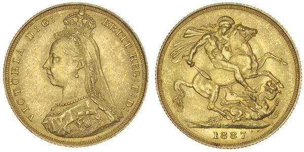 1 Sovereign 大不列颠及爱尔兰联合王国 (1801 - 1922) 金 维多利亚 (英国君主)